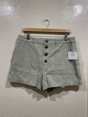 NWT O'Neill Light Sage High-Waist Button-Front Utility Shorts